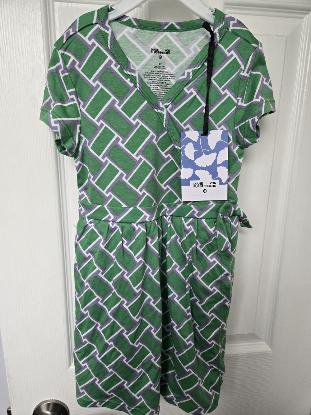 Target x Diane von Furstenberg GIRLS Green & White Geometric Wrap Dress